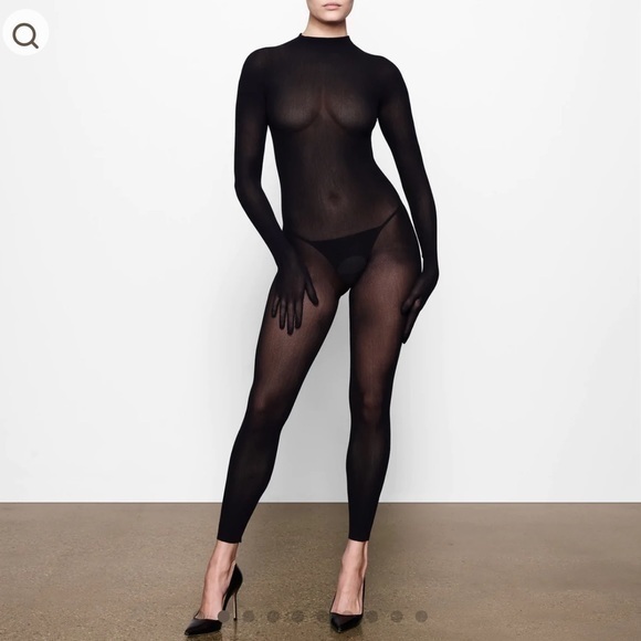 SHEER MESH MOCK NECK CATSUIT - Picture 2 of 4